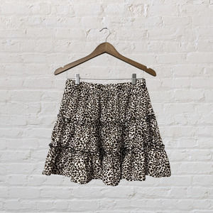 Shein Large Leopard Mini Ruffle Skirt